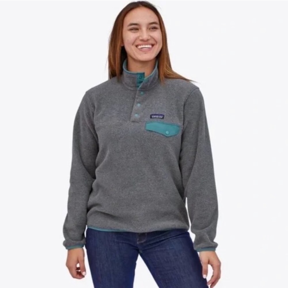 Patagonia • synchila Gray Teal pullover sweater
